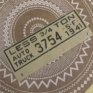 Vintage 1941 San Francisco Auto Truck Plate